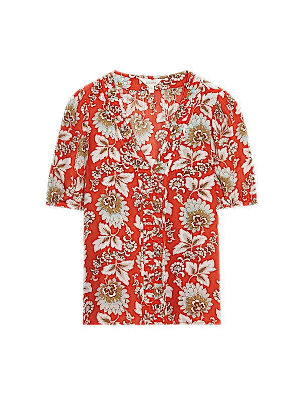 Printed Gathered Blouse