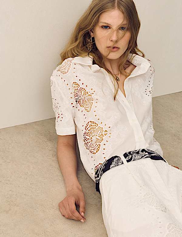 Pure Cotton Broderie Cutwork Shirt - PT