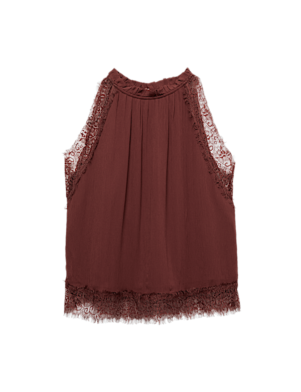Lace Trim Halter Neck Top