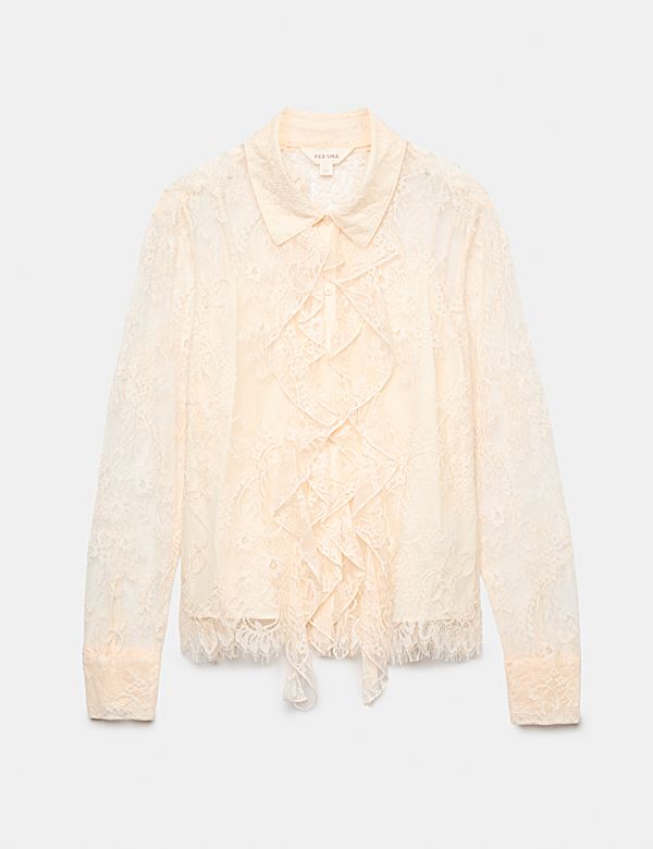 Lace Collared Ruffle Shirt - US