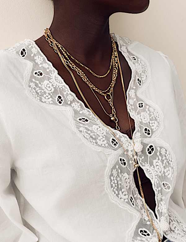 Pure Cotton Lace Detail Button Front Blouse - CH