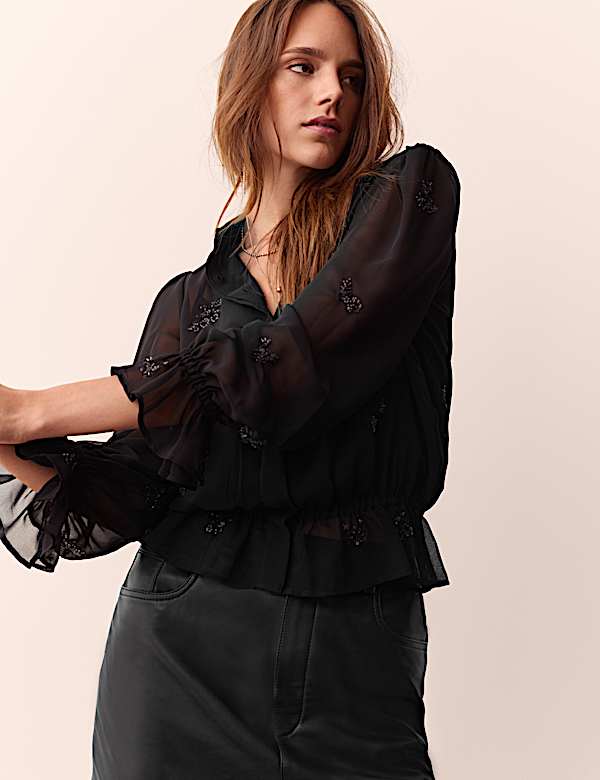 Embellished Beaded Detail Shirt - AU