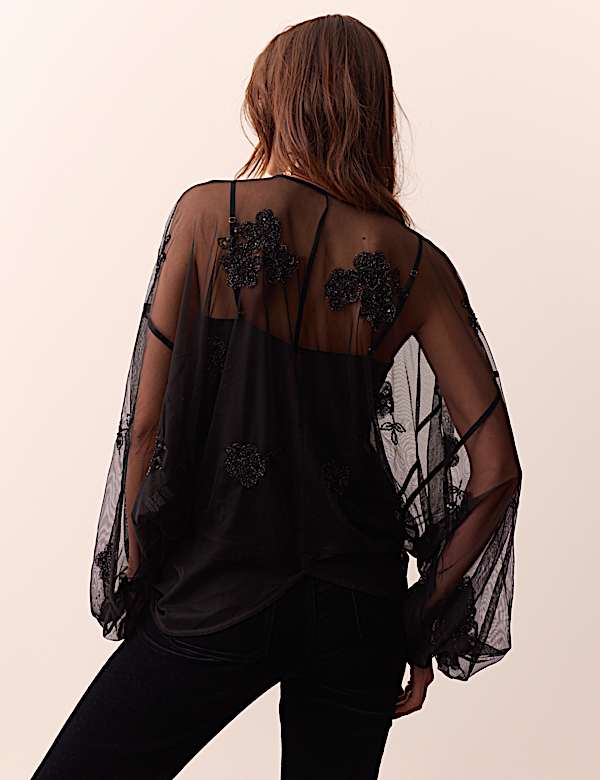 Beaded Tie Front Blouse - AU