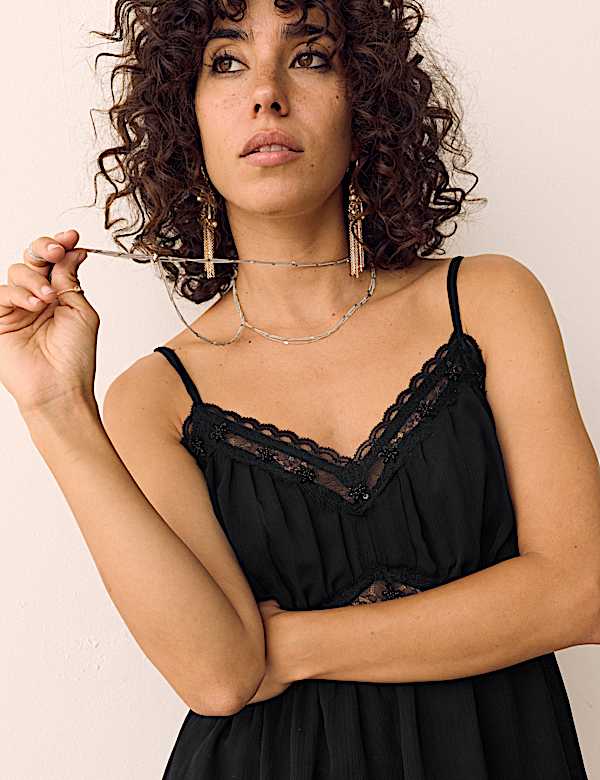 Lace Frill Detail Cami Top - AU