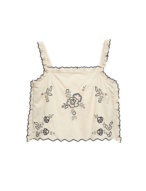 Pure Cotton Embroidered Floral Cami Top