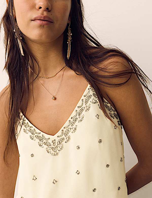 Embellished V-Neck Cami Top - CH