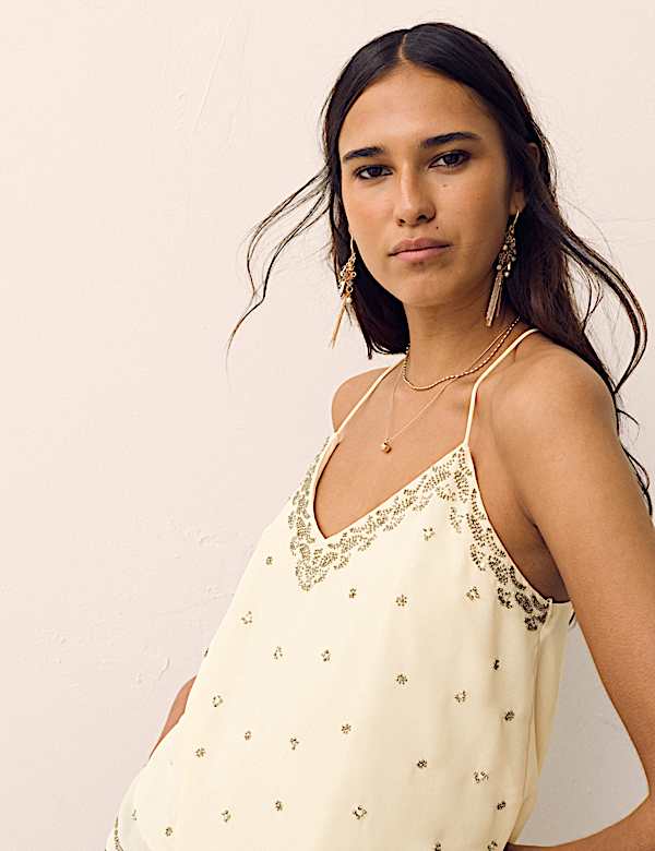 Embellished V-Neck Cami Top - CH