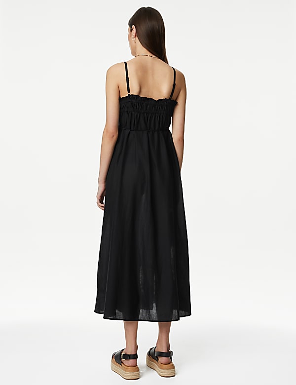 Pure Cotton Floral Square Neck Midaxi Dress
