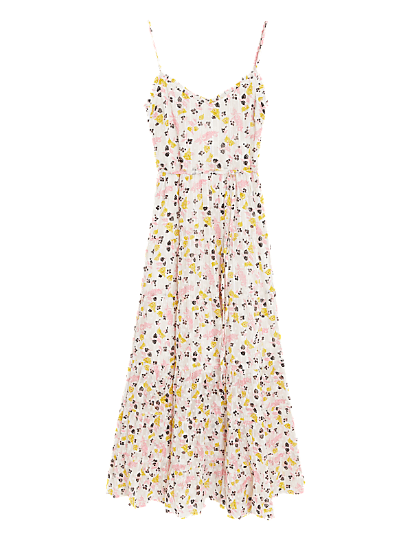 Sparkly Floral V-Neck Maxi Tiered Dress