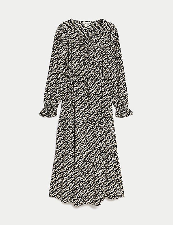 Printed Shirred Midi Tiered Dress - SI