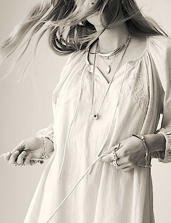 Pure Cotton Embroidered Tie Neck Midi Dress - IL