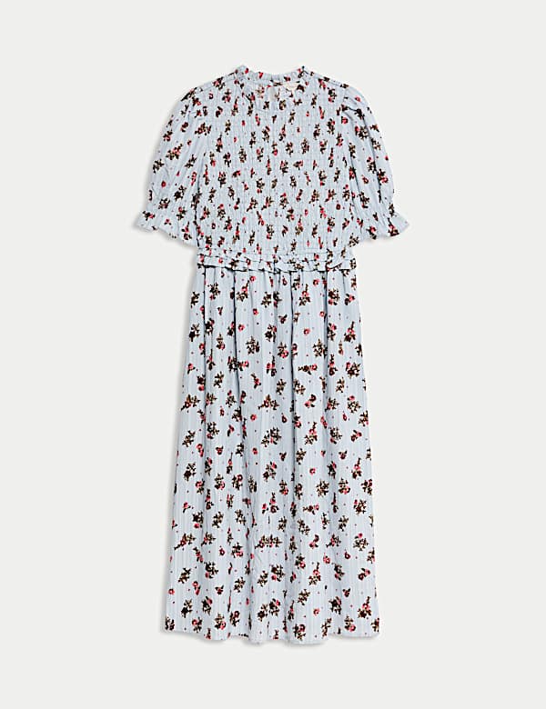 Floral Crew Neck Midi Dress - LV