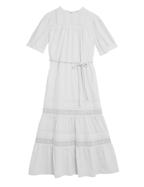 Pure Cotton Embroidered Tiered Dress