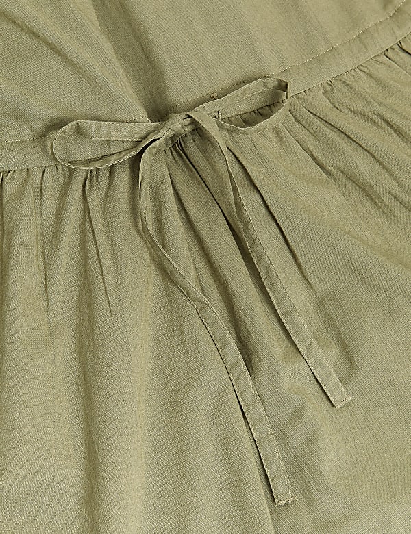 Pure Cotton Embroidered Midi Waisted Dress