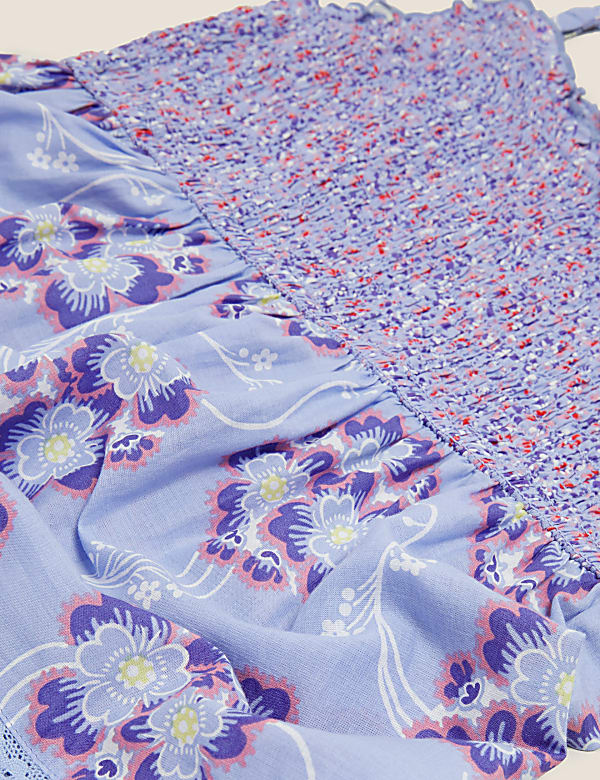 Pure Cotton Floral Midaxi Tiered Dress