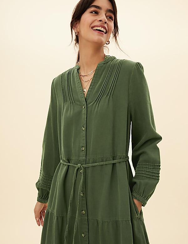 Pure Cotton V-Neck Midaxi Shirt Dress