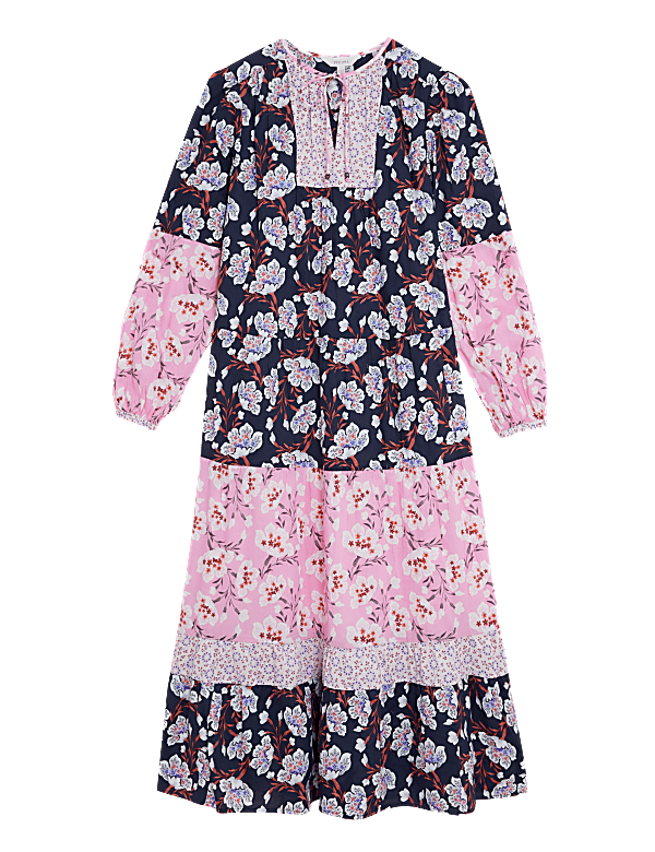 Pure Cotton Floral Maxi Tiered Dress