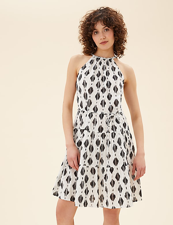 Pure Cotton Printed Halter Neck Dress