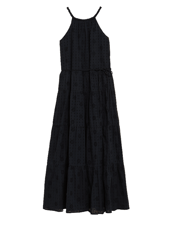 Pure Cotton Broderie Sleeveless Maxi Dress