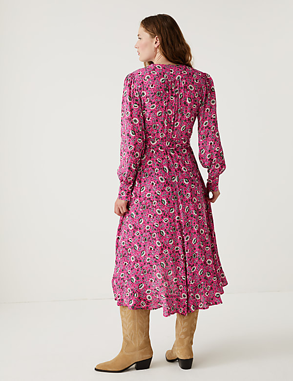 Floral V-Neck Midaxi Wrap Dress