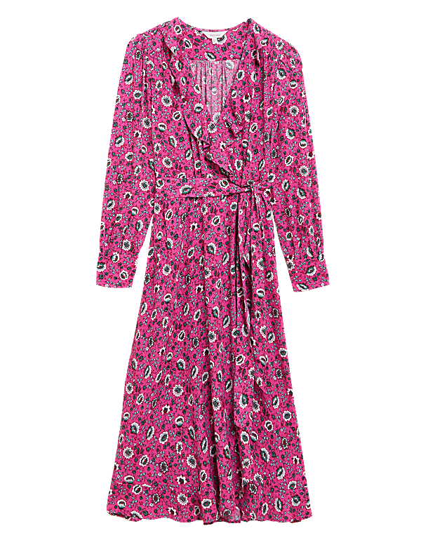 Floral V-Neck Midaxi Wrap Dress