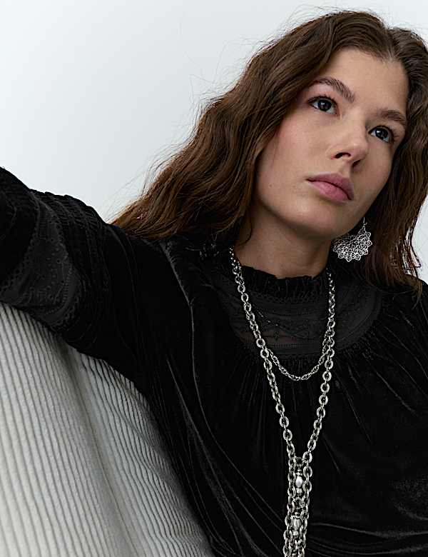 Velvet Embroidered Mini Swing Dress - CA