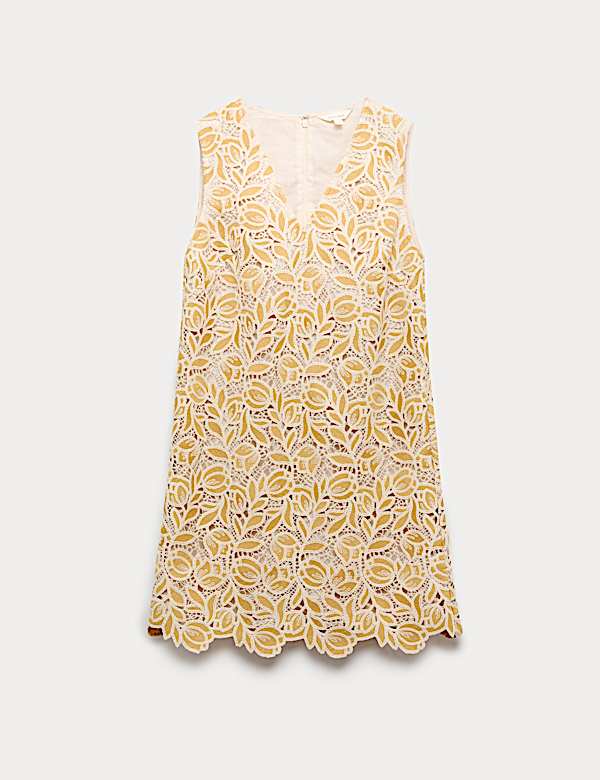 Cotton Blend Crotchet Mini Swing Dress - PL