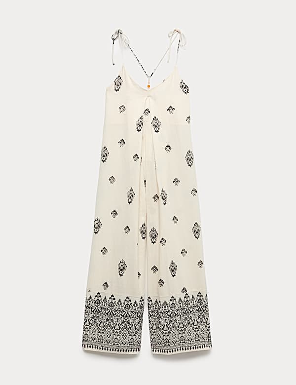 Pure Cotton Printed Strappy Jumpsuit
