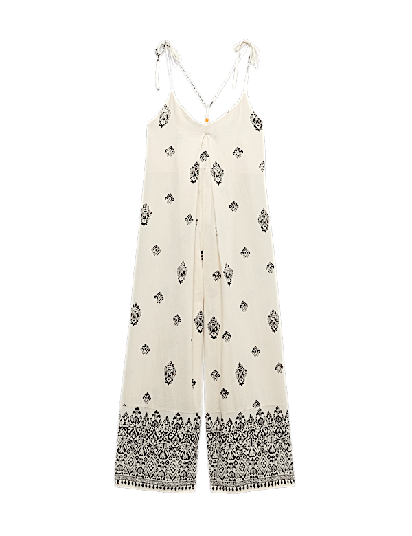 Pure Cotton Printed Strappy Jumpsuit