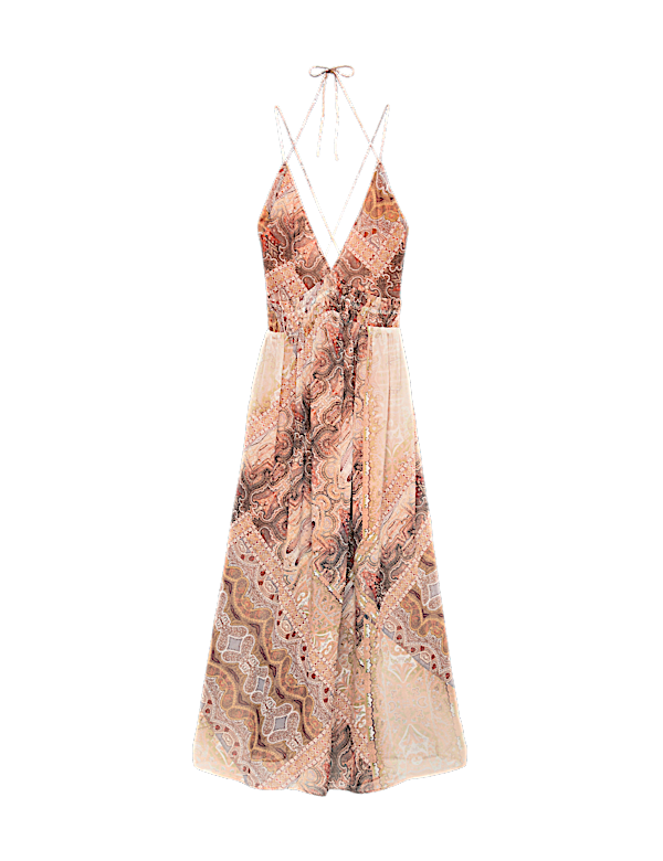 Paisley V-Neck Midaxi Skater Dress