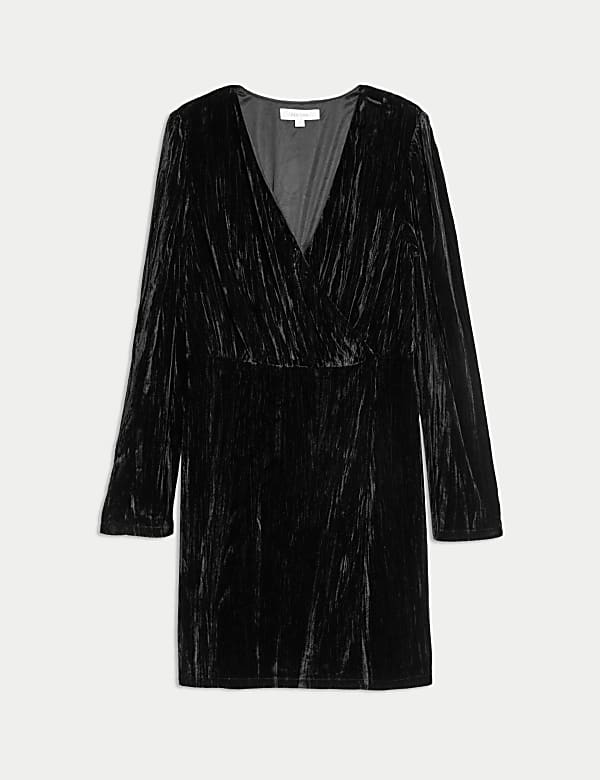 Velvet V-Neck Mini Wrap Dress - SK