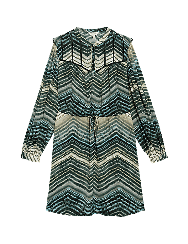 Satin Printed Mini Waisted Dress