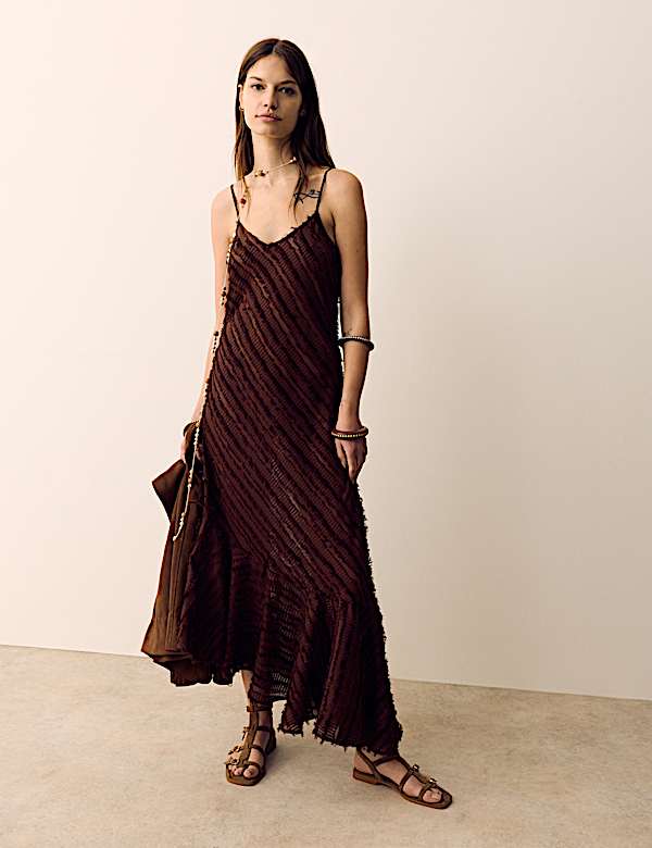 Fond de robe midi jacquard &agrave; d&eacute;collet&eacute; rond - LU
