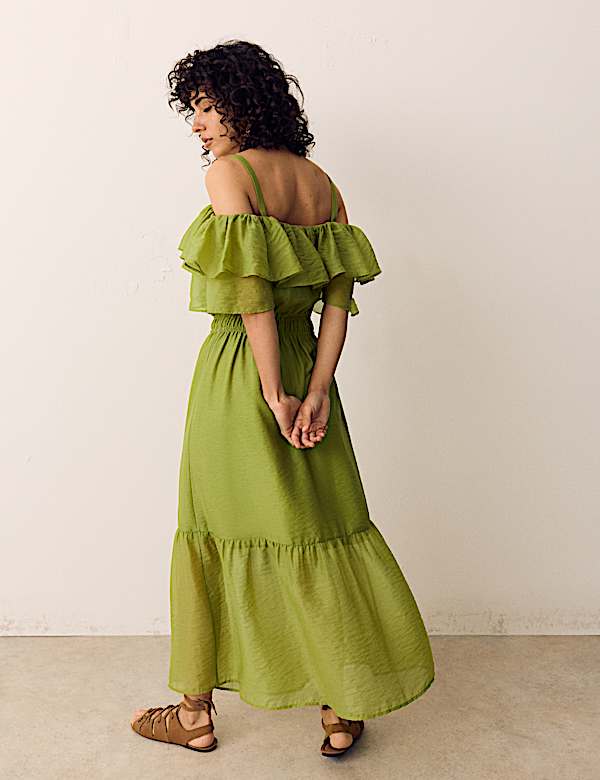 Frill Detail Strappy Midaxi Tiered Dress - NO