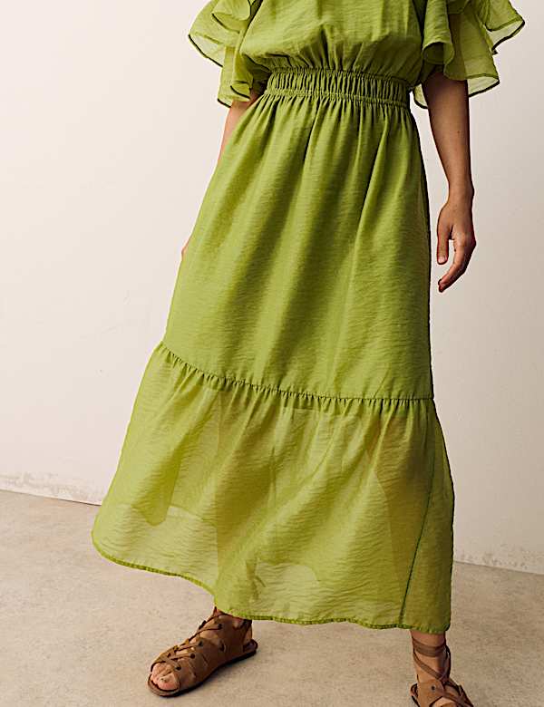 Frill Detail Strappy Midaxi Tiered Dress - NO