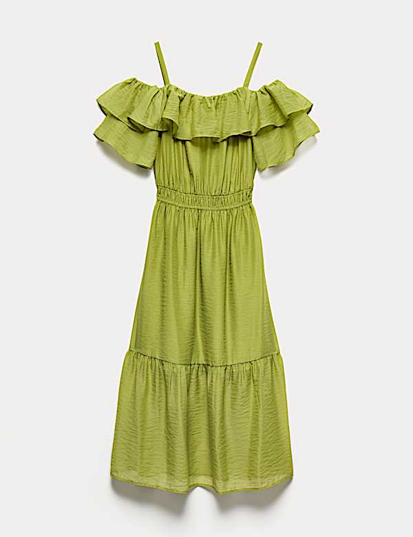 Frill Detail Strappy Midaxi Tiered Dress - NO