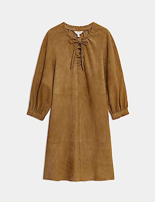 שמלת מיני רב-עונתית מזמש עם קשירה - IL