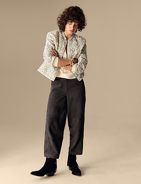 Prošívané sako z čisté bavlny s výšivkou - CZ