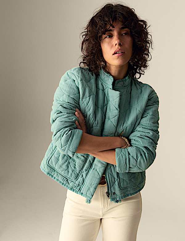 Veste utilitaire matelassée 100 % coton avec encolure - BE