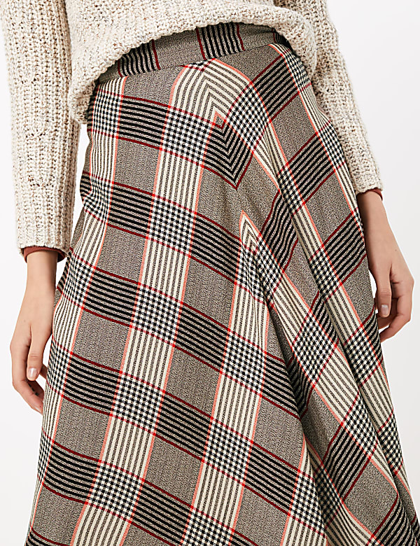 Checked Midi Skater Skirt