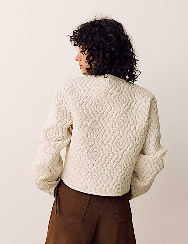 Scallop Tie Front Quilted Jacket - AL