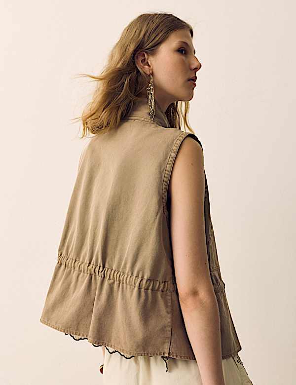 Garment Dyed Tie Waisted Utility Gilet - LU