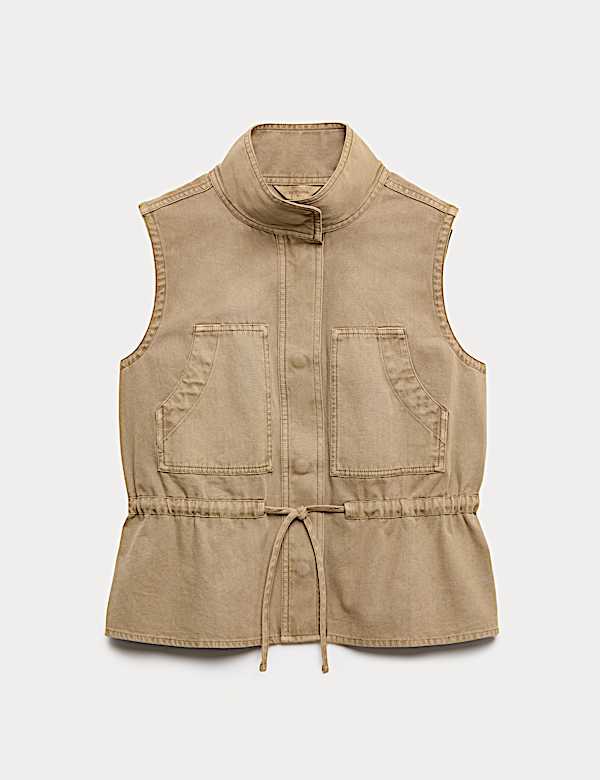 Garment Dyed Tie Waisted Utility Gilet - LU