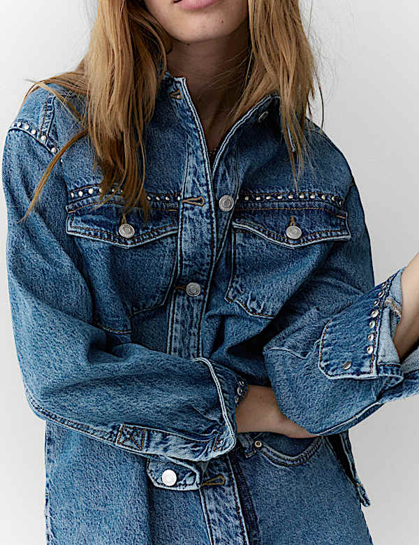 Denim Studded Shacket - IT