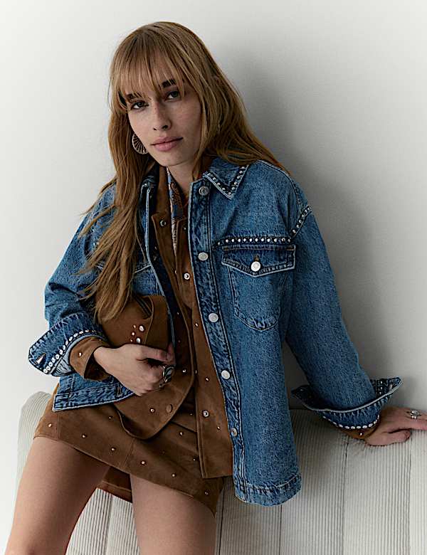 Denim Studded Shacket - IT