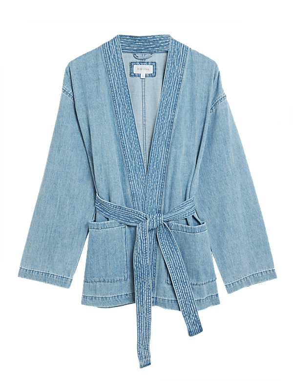 Buy Denim Belted Longline Kimono at Marks Spencer