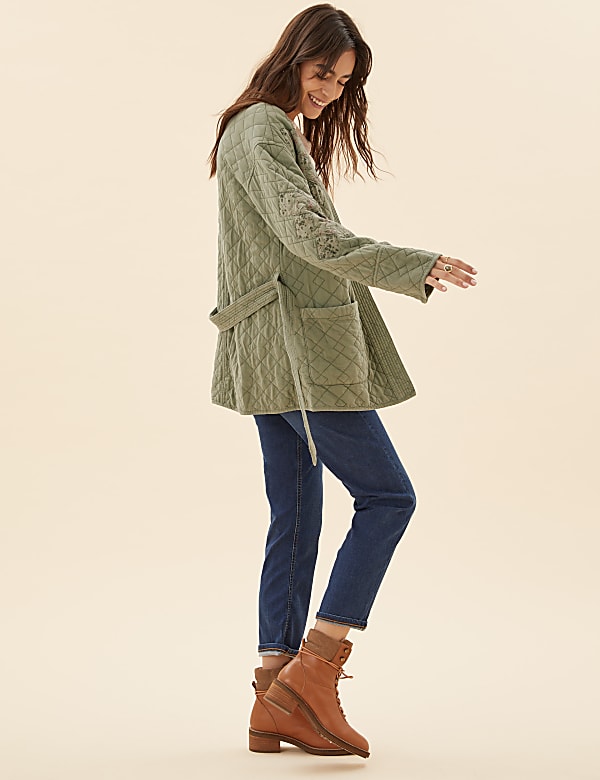 Printed Quilted Longline Jacket