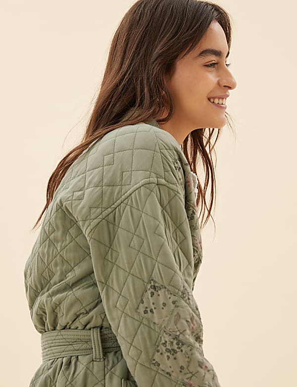 Printed Quilted Longline Jacket