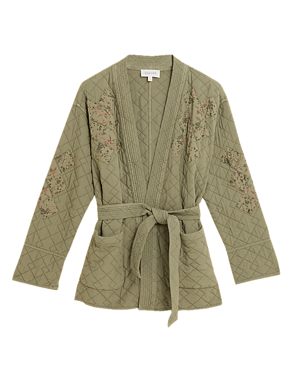 Printed Quilted Longline Jacket
