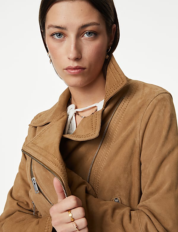 Suede Collared Biker Jacket